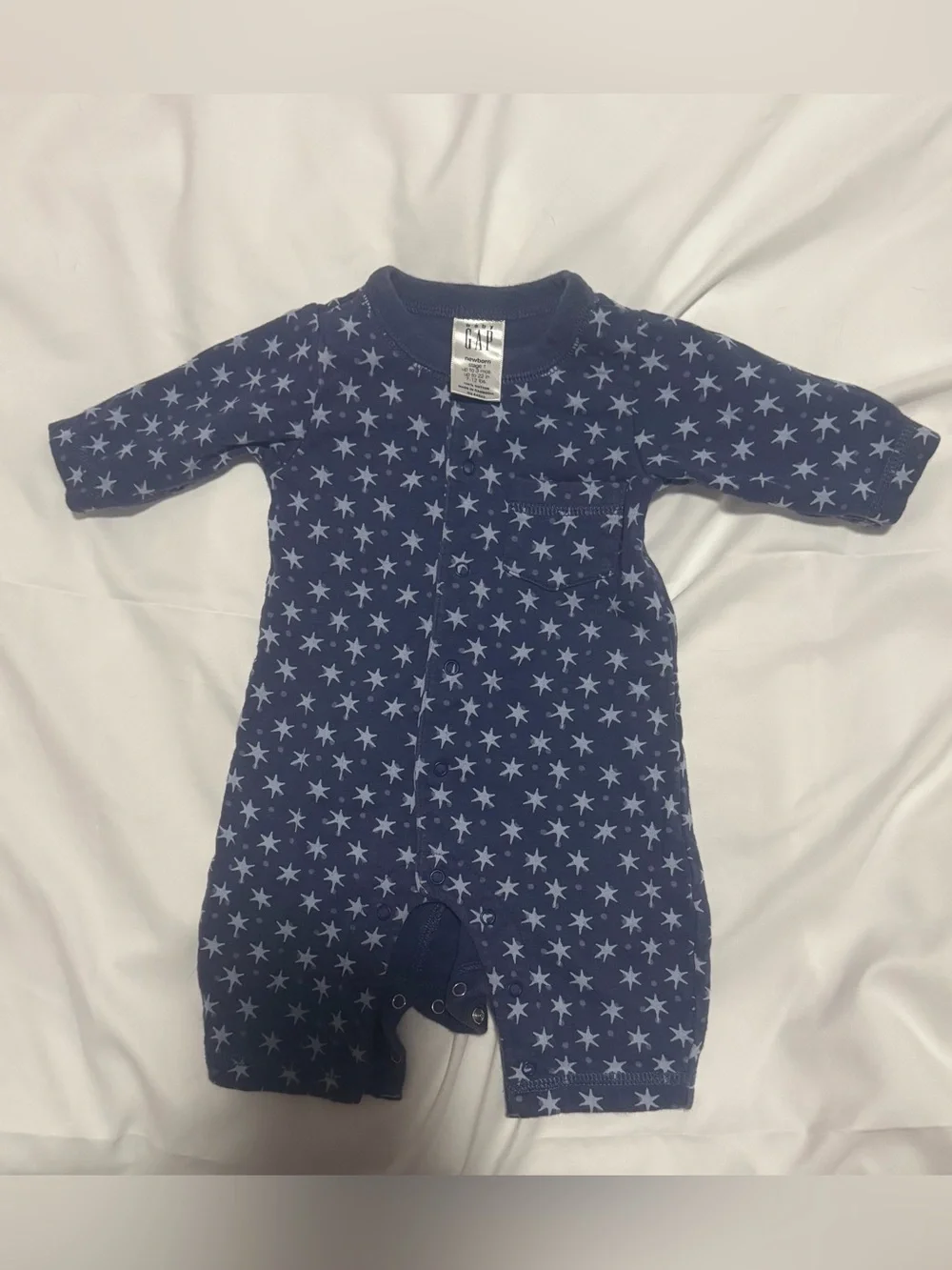 GAP Navy Star Print Romper and Light Blue Star Applique Bodysuit BUNDLE